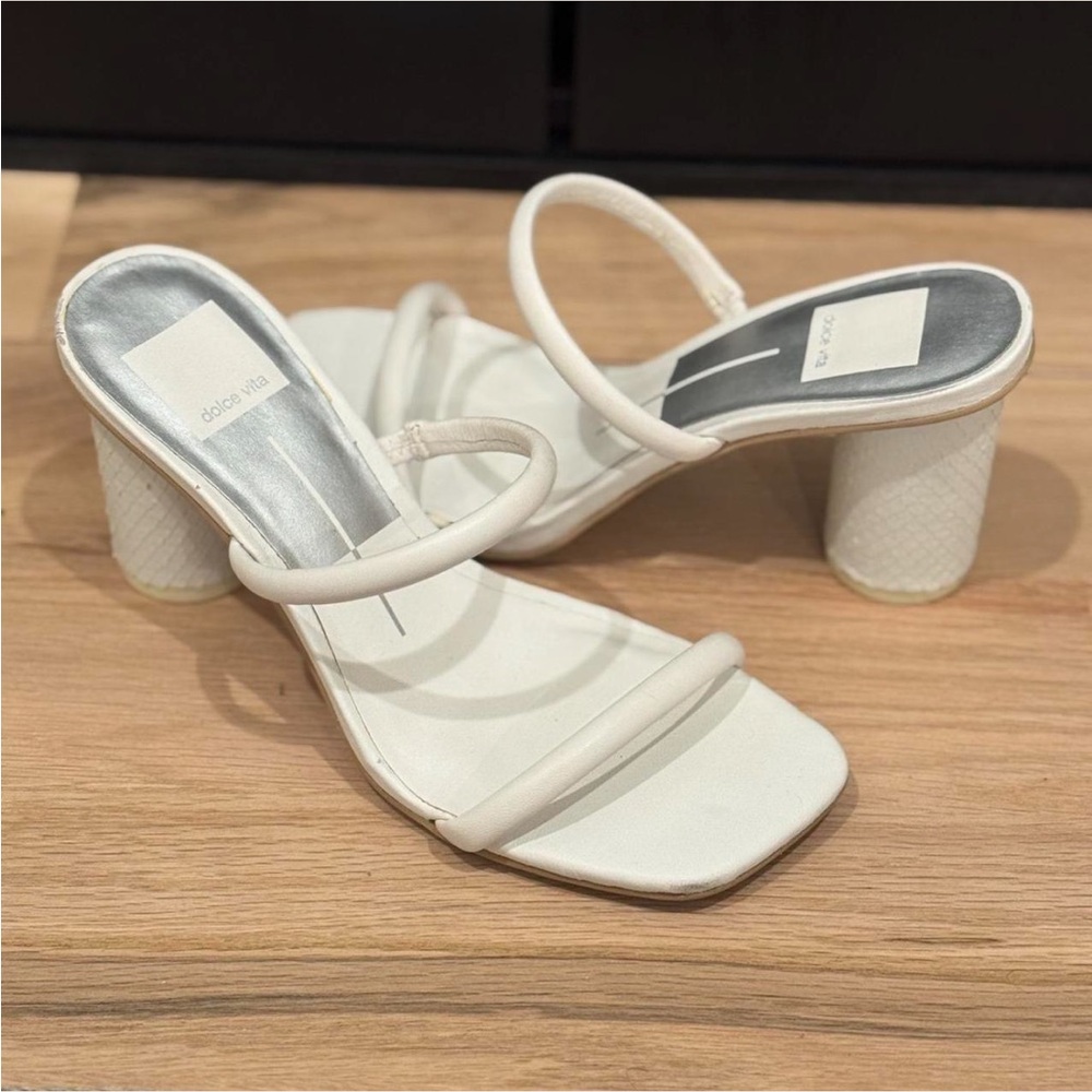 Dolce Vita White Strappy Block Heel Sandals
